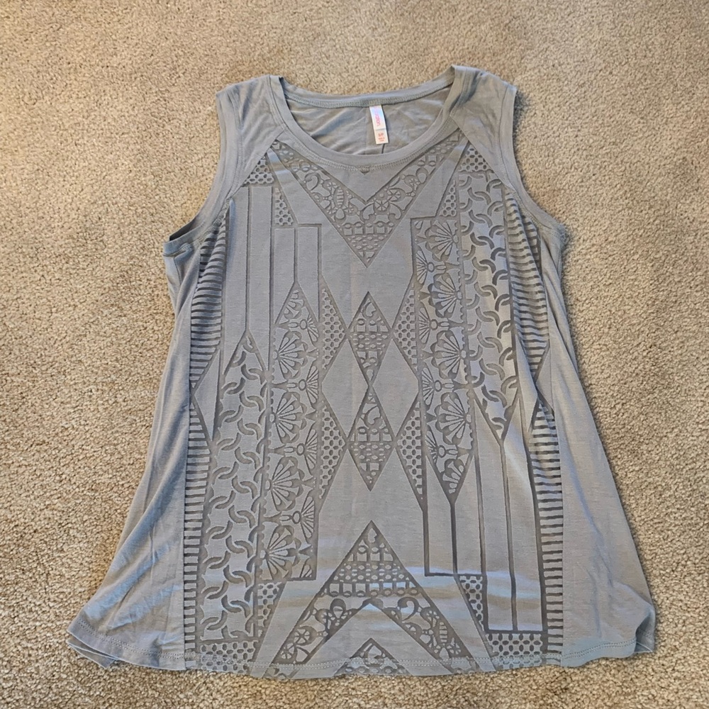 Gray Sheer Patterned Tank Top